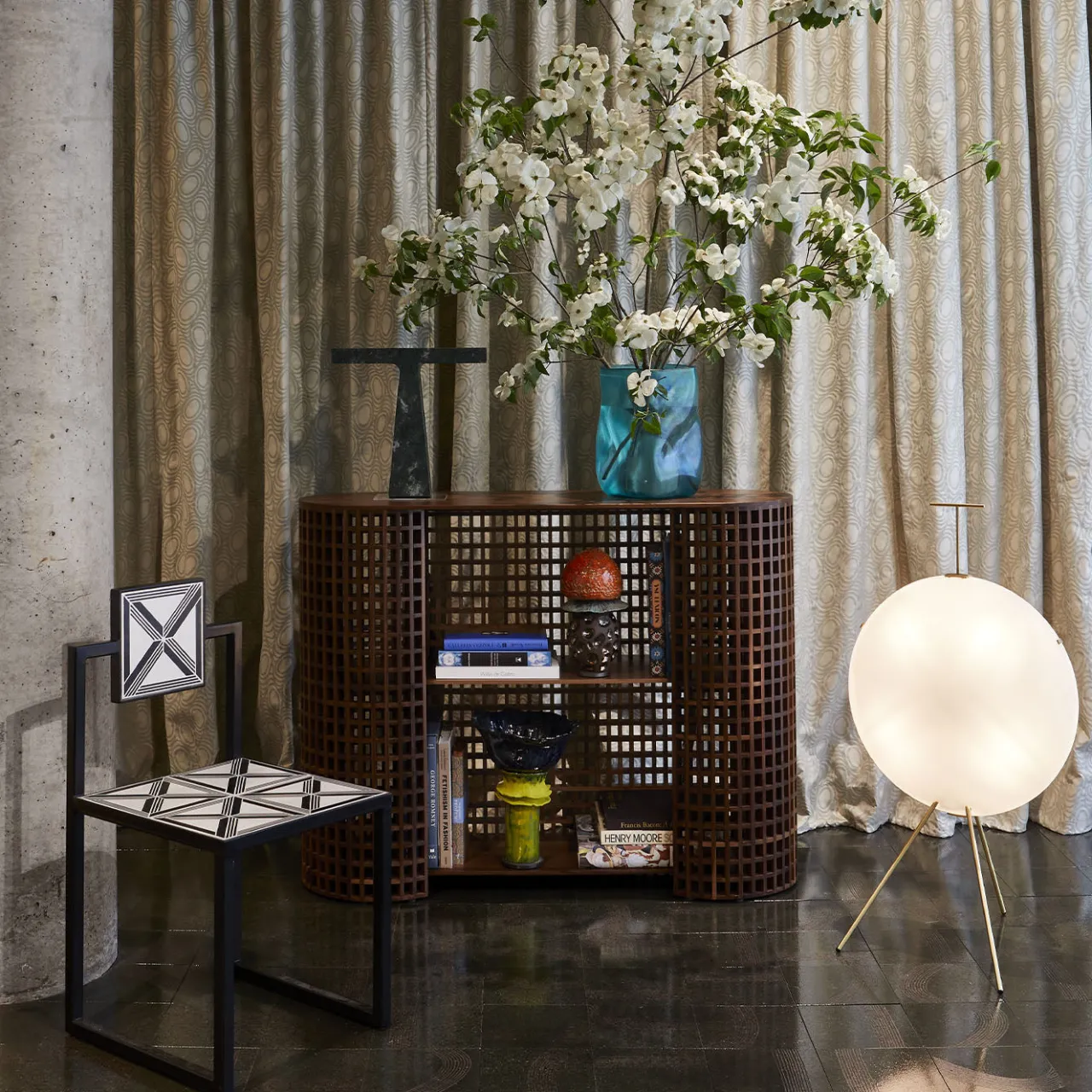 Francesco Della Femina Outdoor Chairs & Stools<Trellis Black & White Tiles Outdoor Chair