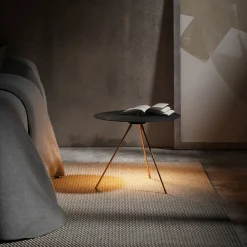Renzo Serafini Coffee Tables<Tre/quarti Round Brown Steel Coffee Table with LED Light