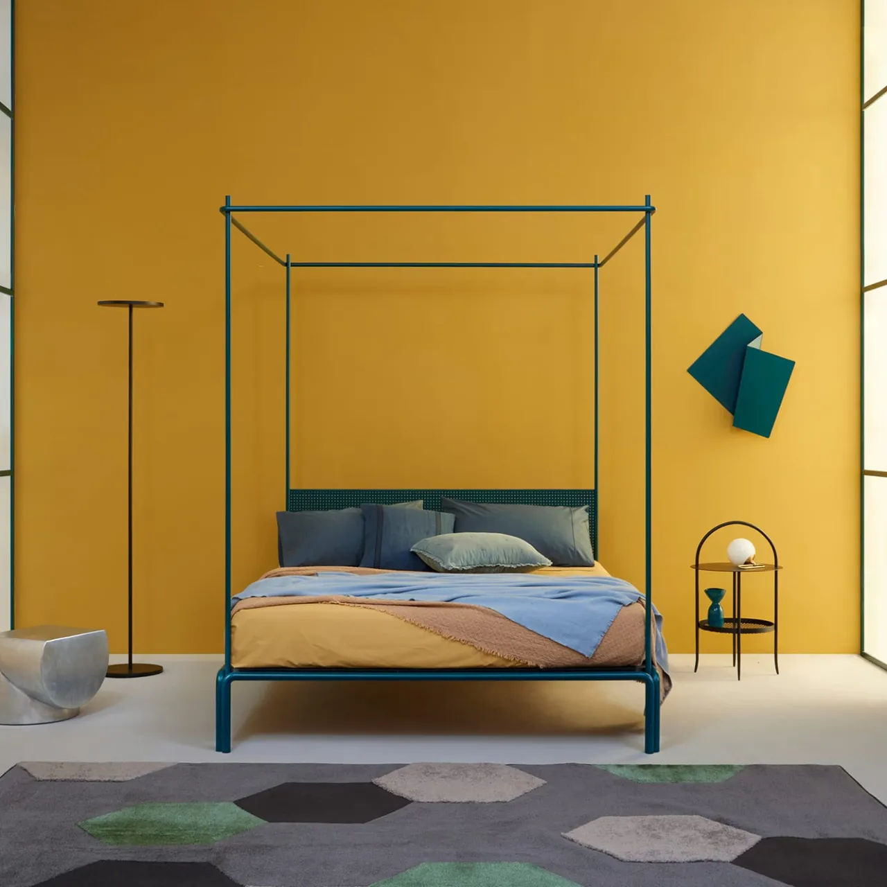 Lispi Beds<Tresca Petrol-Blue Iron Canopy Double Bed by Fioravanti &Cancelli