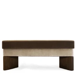 Lorenza Bozzoli Couture Benches<Tria beige and brown velvet with fringes bench