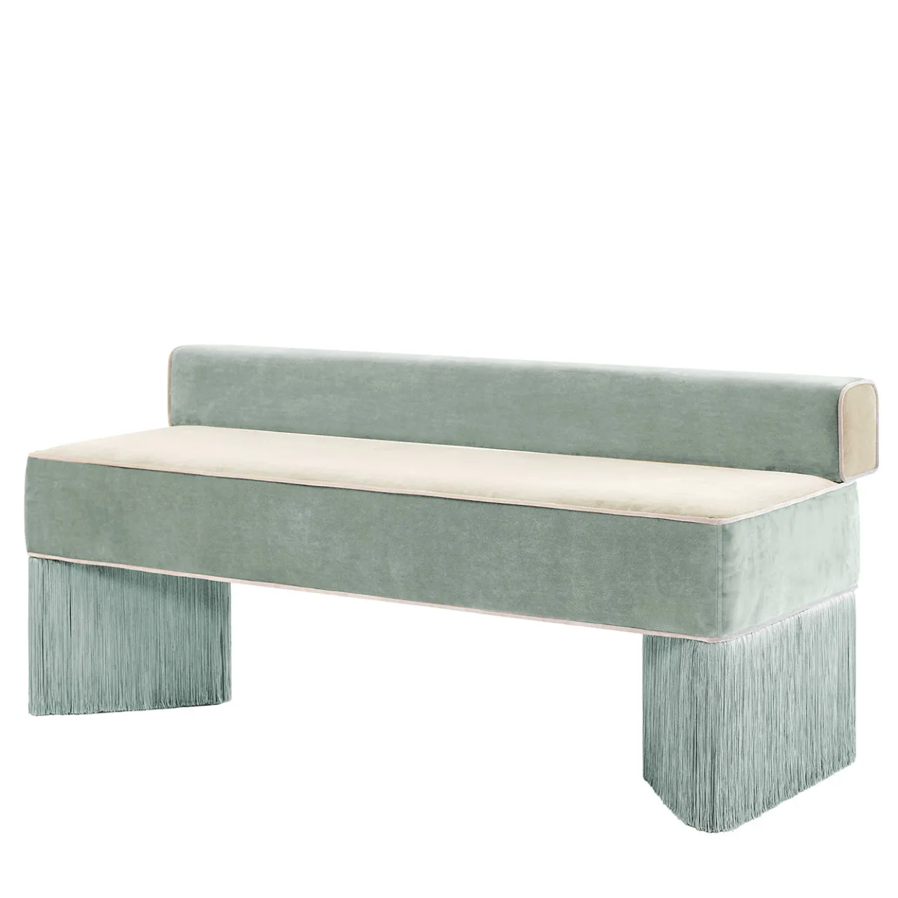 Lorenza Bozzoli Couture Benches<Tria ligh mint and beige with fringes Bench