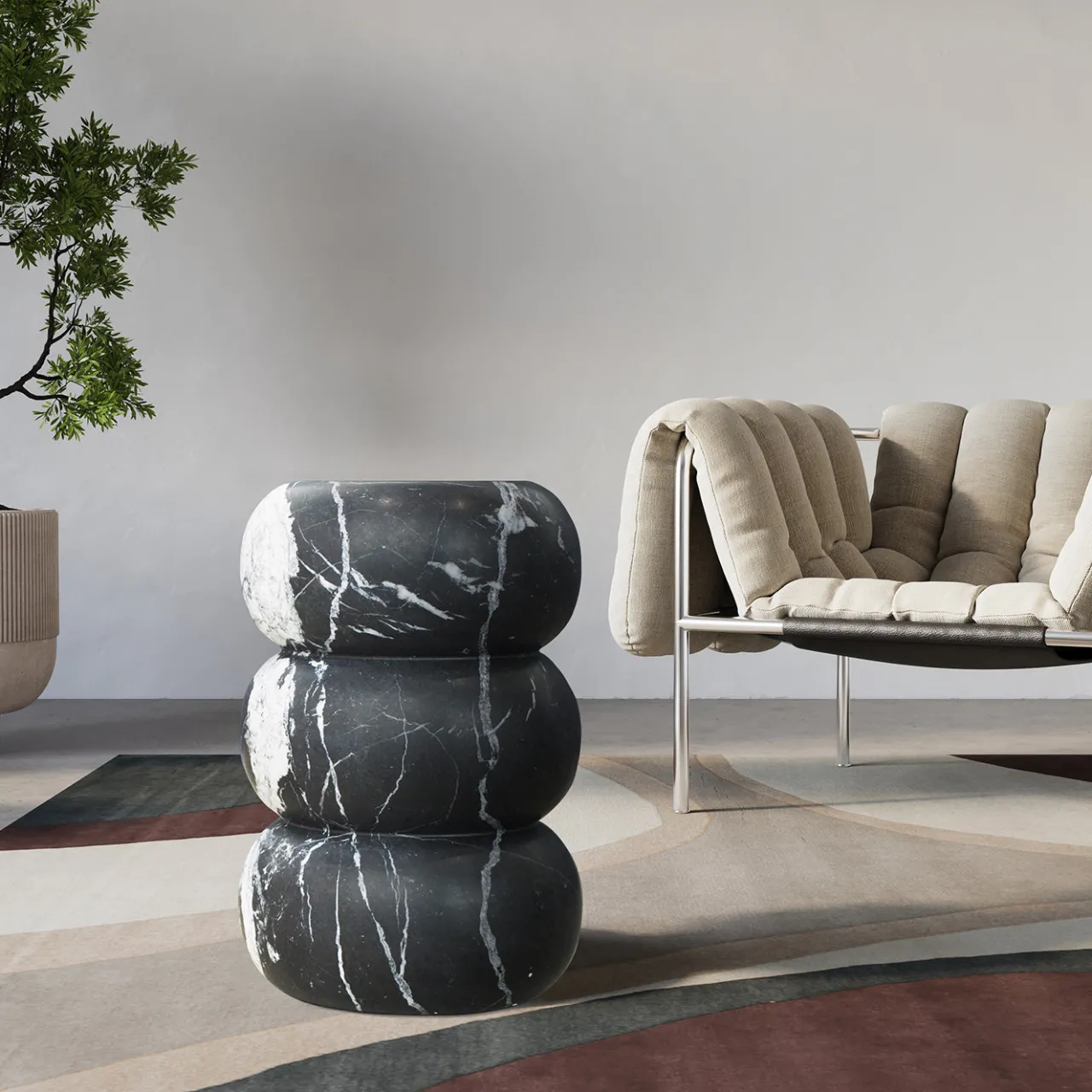 Etamorph Coffee Tables<Tubby Nero Marquina Stone Side Table