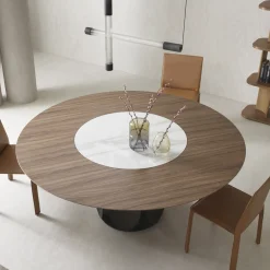 Morica Design Dining Tables<Tulipano Canaletto walnut and Calacatta Ceramic Dining Table