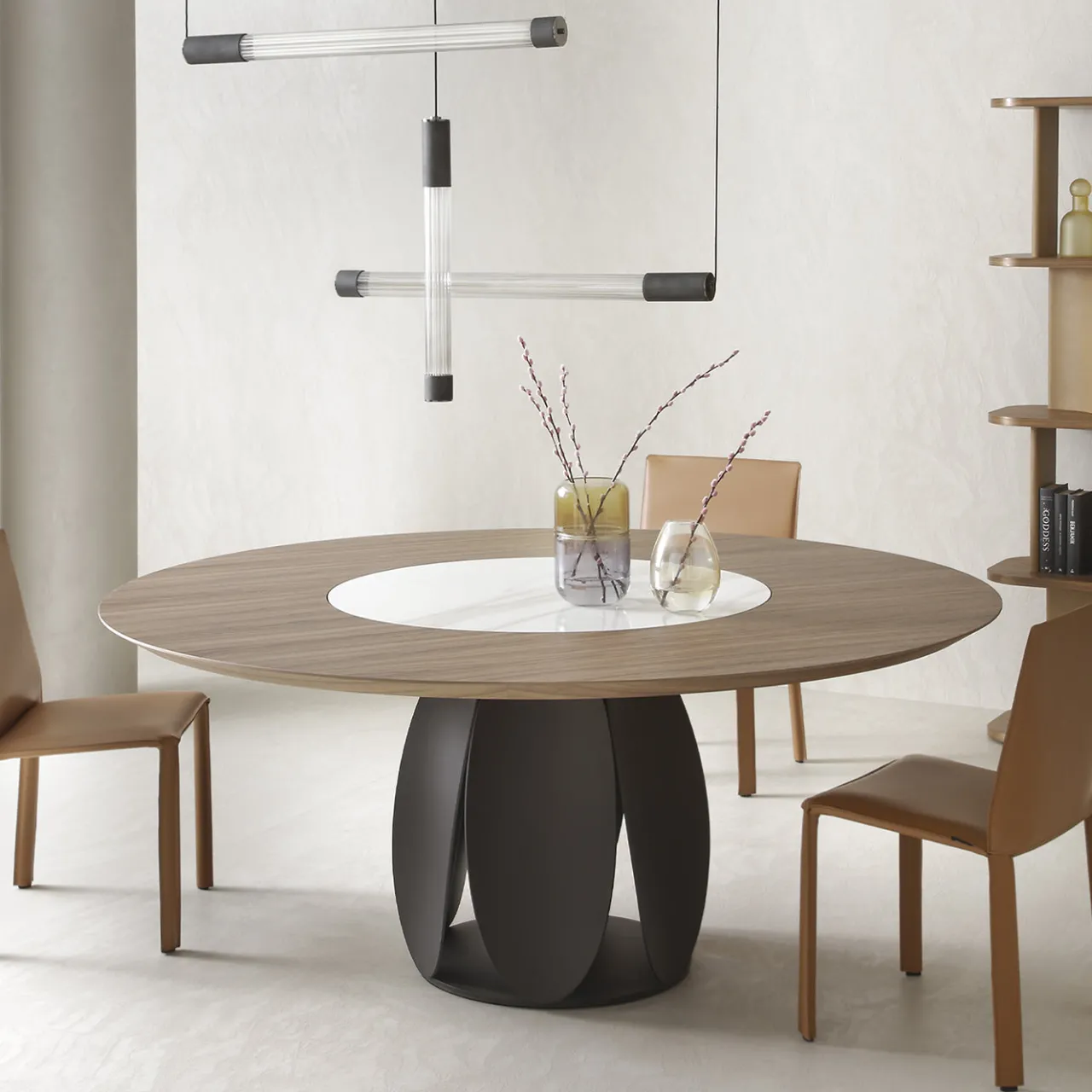 Morica Design Dining Tables<Tulipano Canaletto walnut and Calacatta Ceramic Dining Table