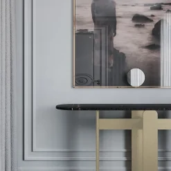 L'Eccesso Consoles<Tumba Black Marble Console Table with gold metal structure