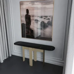 L'Eccesso Consoles<Tumba Black Marble Console Table with gold metal structure