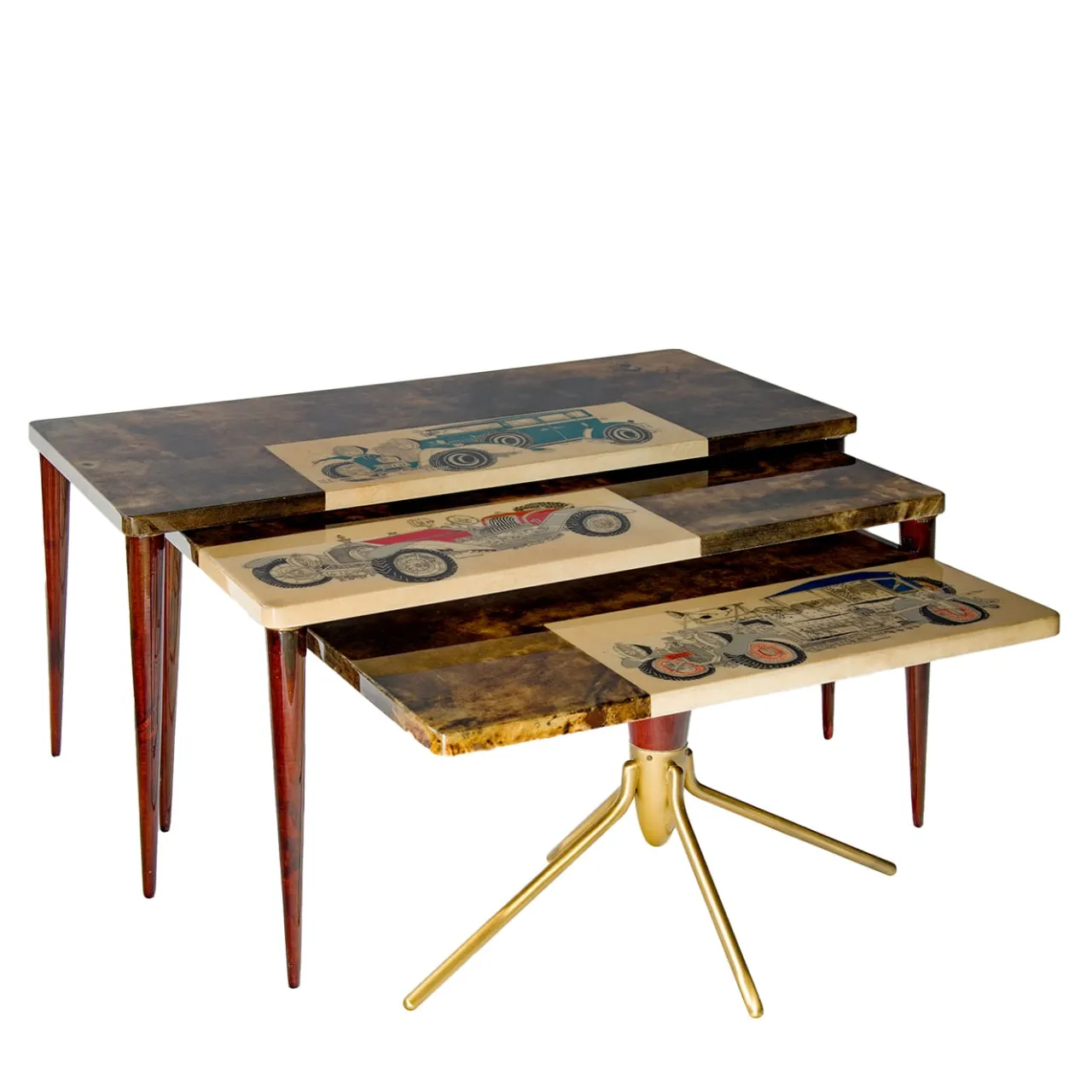Extroverso Nesting Tables<Tura Collection Nesting Tables by Aldo Tura & Alessandro Mendini