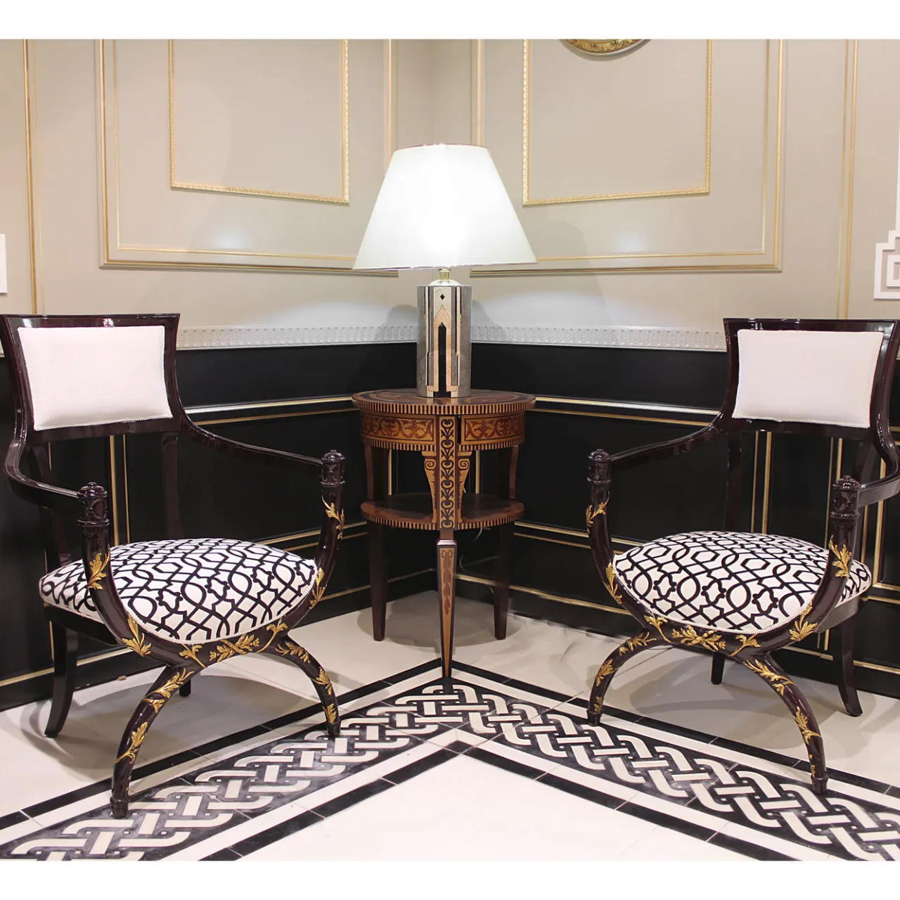 Hebanon Fratelli Basile - 1830 Lounge Chairs<Twin Armchair