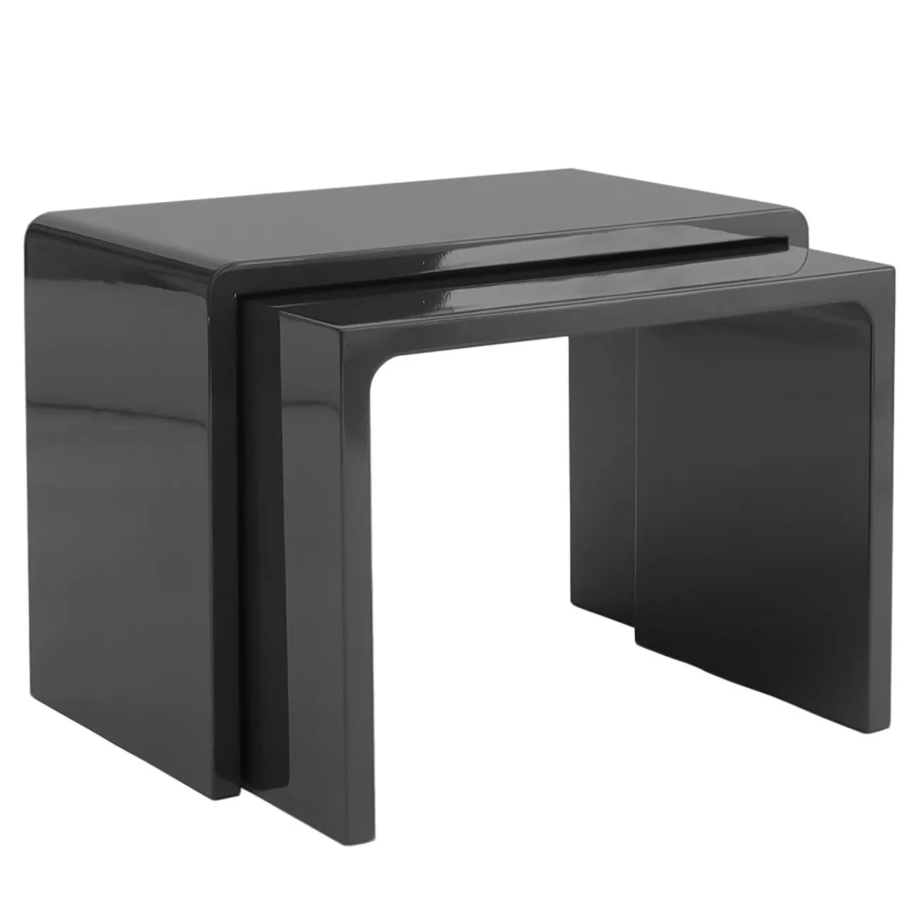 Giordano Viganò Nesting Tables<Twin Black Lacquered Nesting Tables