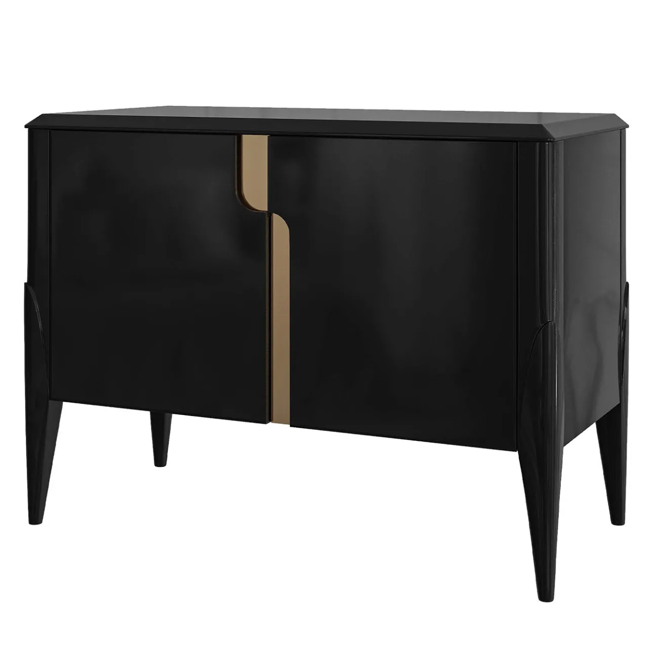 Guerra Vanni Sideboards Buffets<Two-Door Black Wood Sideboard with Satin Brass Handles from Studio Privè Collection