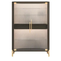 Morello Gianpaolo Bar Cabinets<Two-Door Brown Bar Cabinet with LED Light