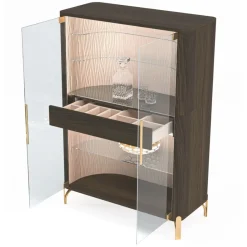 Morello Gianpaolo Bar Cabinets<Two-Door Brown Bar Cabinet with LED Light
