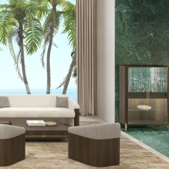 Morello Gianpaolo Bar Cabinets<Two-Door Brown Bar Cabinet with LED Light