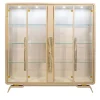 ReDéco Cabinets<Unique Pearl Cappuccino Wood & Glass Showcase