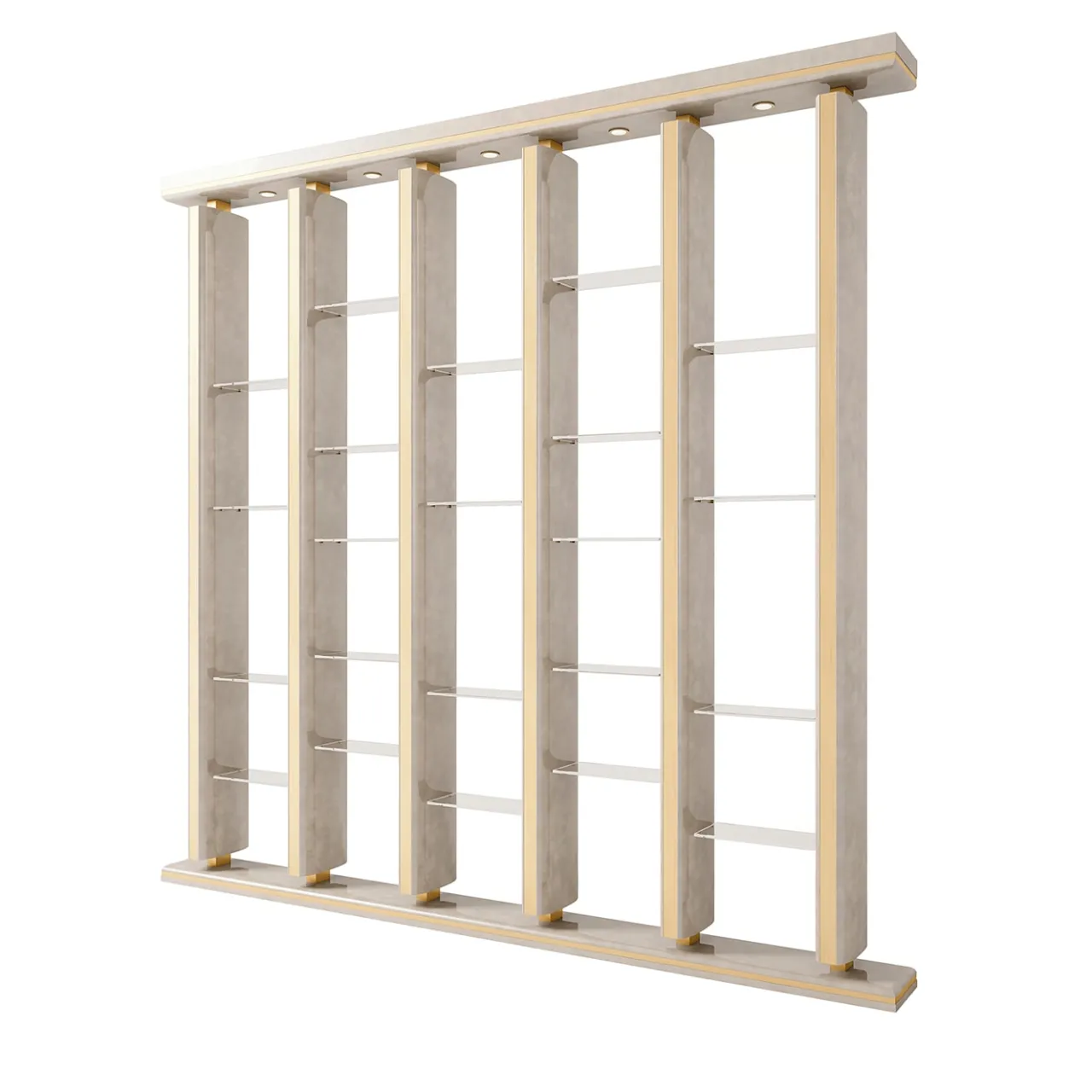 ReDéco Bookcases<Unique Pearl Champagne Wood Bookshelf
