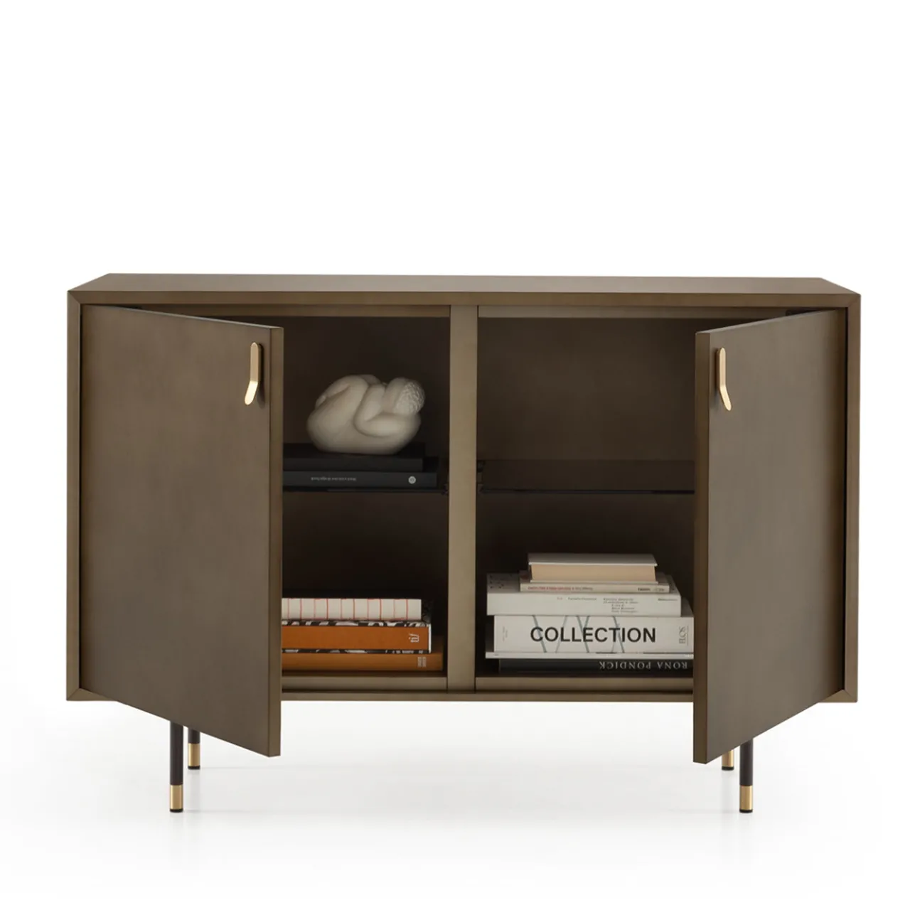 Morica Design Bar Cabinets<Universe 2-Door Bronze Bar Cabinet with Brass Details