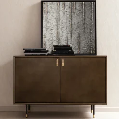 Morica Design Bar Cabinets<Universe 2-Door Bronze Bar Cabinet with Brass Details