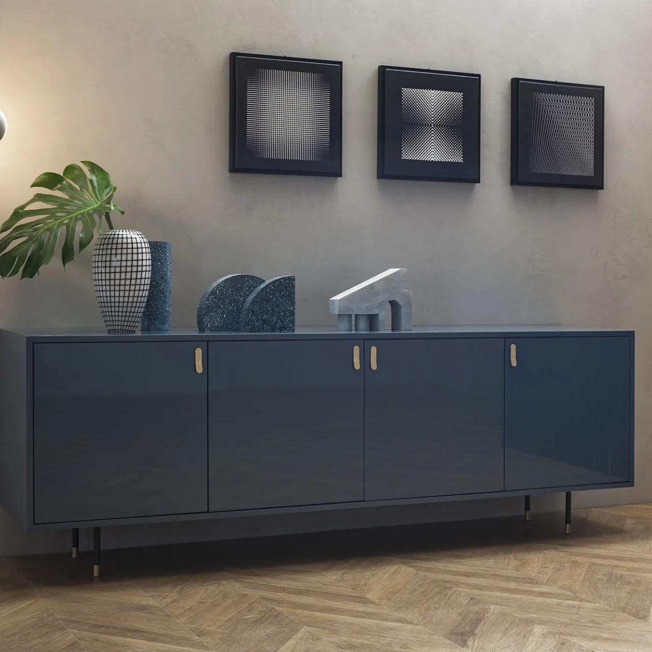 Morica Design Sideboards Buffets<Universe 4-Door Denim-Blue Sideboard