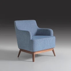 Annibale Colombo Armchairs<Upholstered Light Blue Armchair With Canaletto Walnut Feet