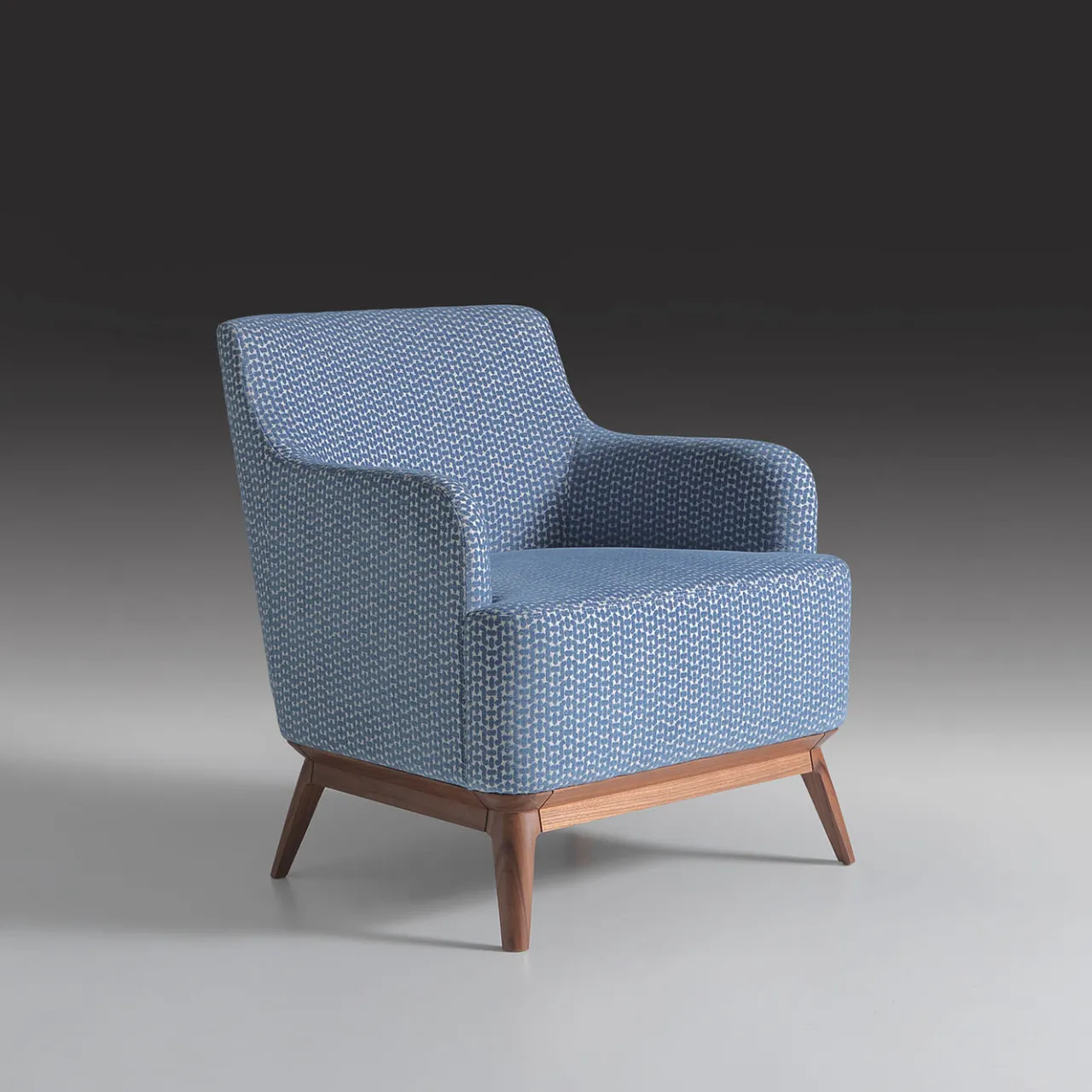 Annibale Colombo Armchairs<Upholstered Light Blue Armchair With Canaletto Walnut Feet