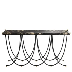 Bronzetto Consoles<Urban Black Iron Structure and Marble Top Console