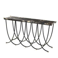 Bronzetto Consoles<Urban Black Iron Structure and Marble Top Console