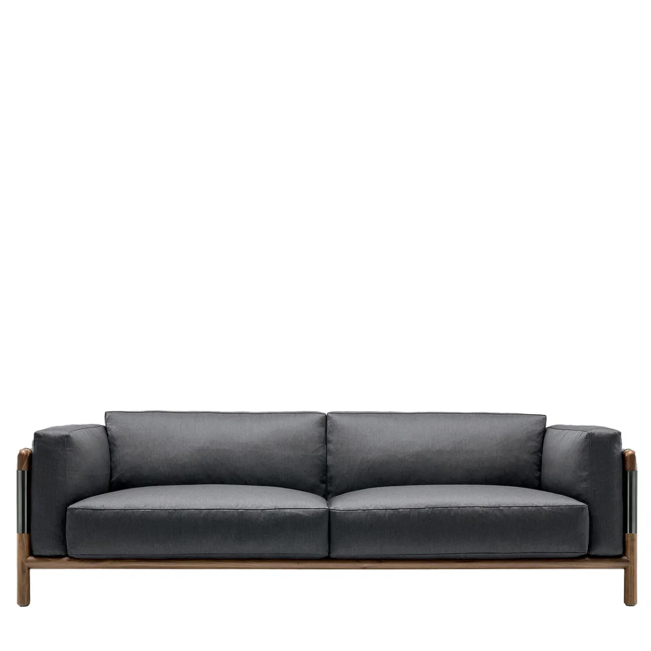 Giorgetti Sofas<Urban Gray Walnut Sofa with Metal Details