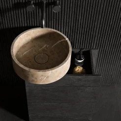 Luce Di Carrara Cabinets<Vanity 60 Wood Cabinet and Passage Marble Wahsbasin
