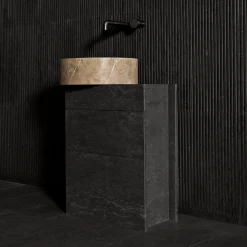Luce Di Carrara Cabinets<Vanity 60 Wood Cabinet and Passage Marble Wahsbasin