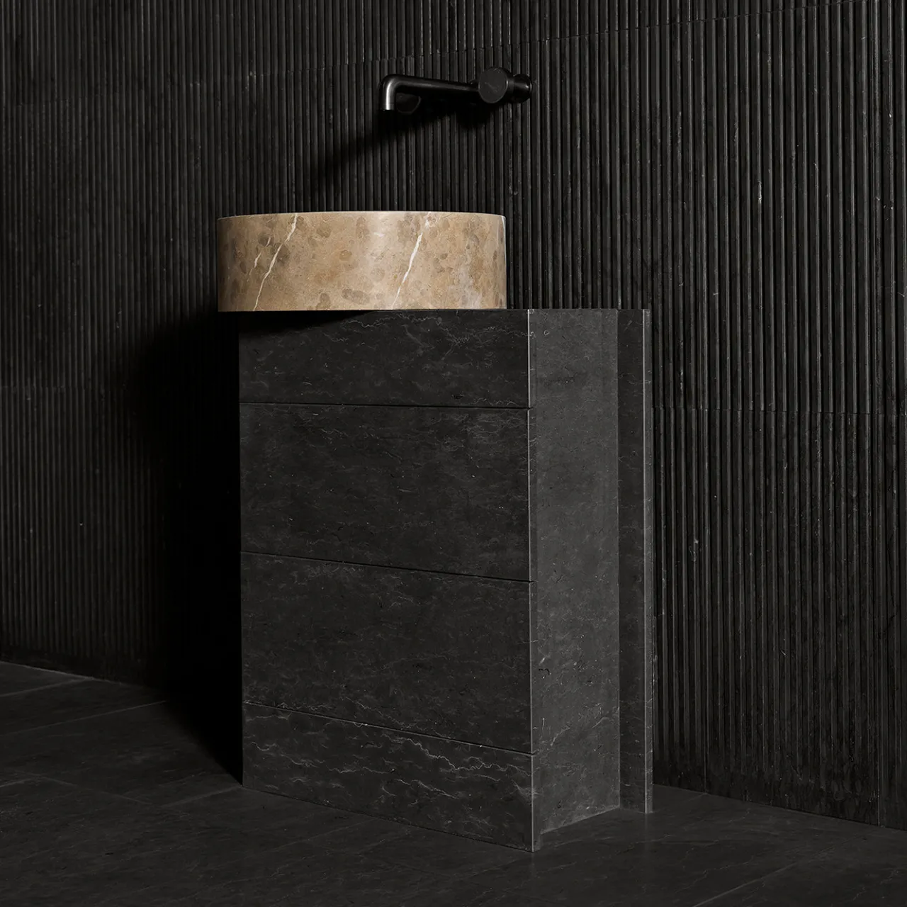 Luce Di Carrara Cabinets<Vanity 60 Wood Cabinet and Passage Marble Wahsbasin
