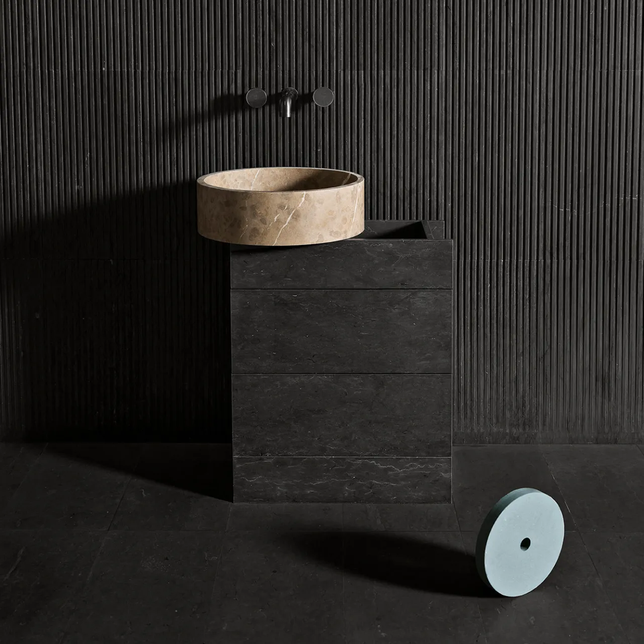 Luce Di Carrara Cabinets<Vanity 60 Wood Cabinet and Passage Marble Wahsbasin