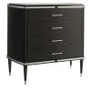 LCI_DECORA Dressers<Vanity 4-Drawer Black Dresser with Chrome Accents