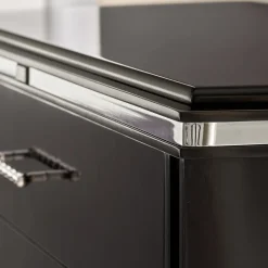 LCI_DECORA Nightstands<Vanity 3-Drawer Black Nightstand with Chrome Accents