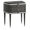 LCI_DECORA Nightstands<Vanity 2-Drawer Black Nightstand with Chrome Accents
