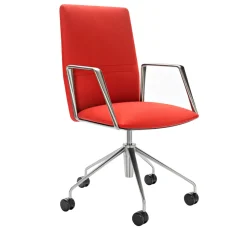 Tecno Spa Office Chairs<Vela Red Leather Swivel Armchair # 2 by Lievore Altherr Molina