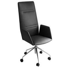 Tecno Spa Office Chairs<Vela Tall Black Leather Swivel Armchair by Lievore Altherr Molina