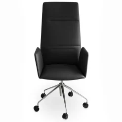 Tecno Spa Office Chairs<Vela Tall Black Leather Swivel Armchair by Lievore Altherr Molina