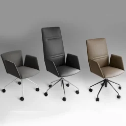 Tecno Spa Office Chairs<Vela Tall Black Leather Swivel Armchair by Lievore Altherr Molina