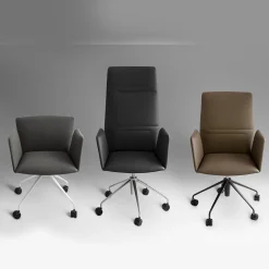 Tecno Spa Office Chairs<Vela Tall Black Leather Swivel Armchair by Lievore Altherr Molina
