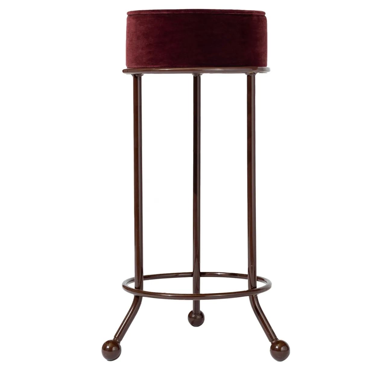 Studio2046 Bar Stools<Velasca Iron & Red Velvet Bar Stool