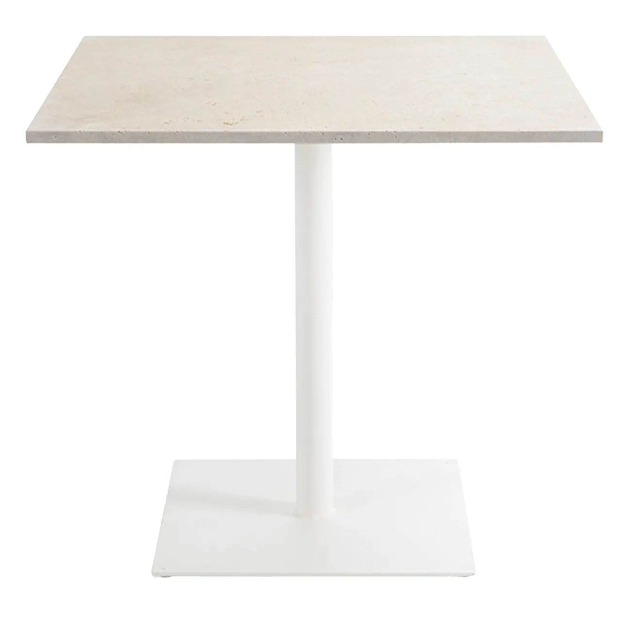 Veltha Outdoor Stone Design Outdoor Dining Tables<Velia square beige travertine stone outdoor bistro table