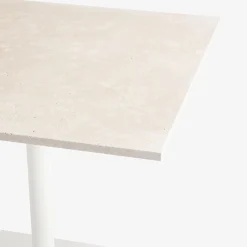 Veltha Outdoor Stone Design Outdoor Dining Tables<Velia square beige travertine stone outdoor bistro table
