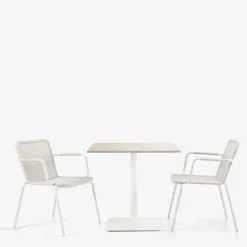 Veltha Outdoor Stone Design Outdoor Dining Tables<Velia square beige travertine stone outdoor bistro table