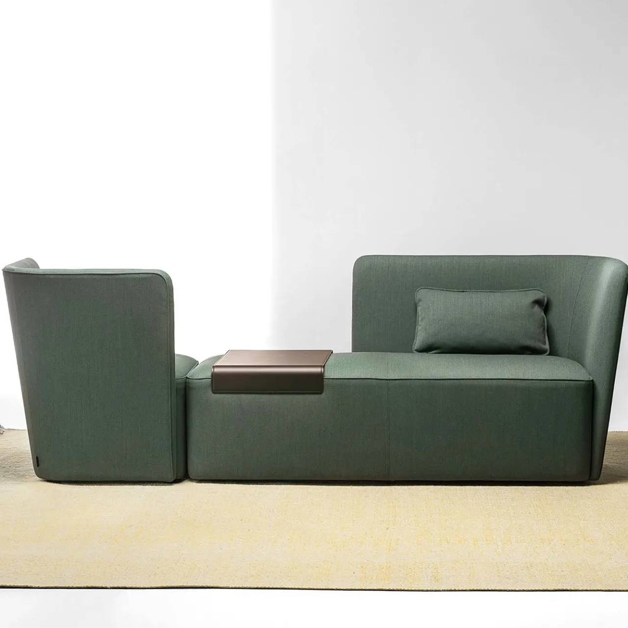 La Cividina Chaises<Velour Green Chaise Longue with Tray- Right