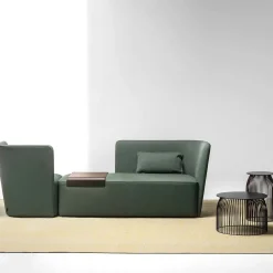 La Cividina Chaises<Velour Green Chaise Longue with Tray- Right