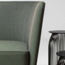 La Cividina Chaises<Velour Green Chaise Longue with Tray- Right