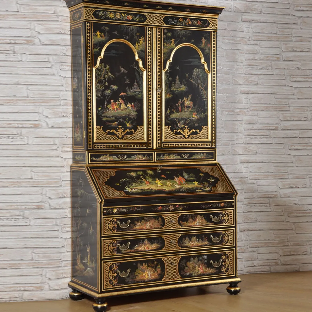 Vangelista 1960 Cabinets<Venezia '700 Chinoiserie Venetian-Style Black Secretaire