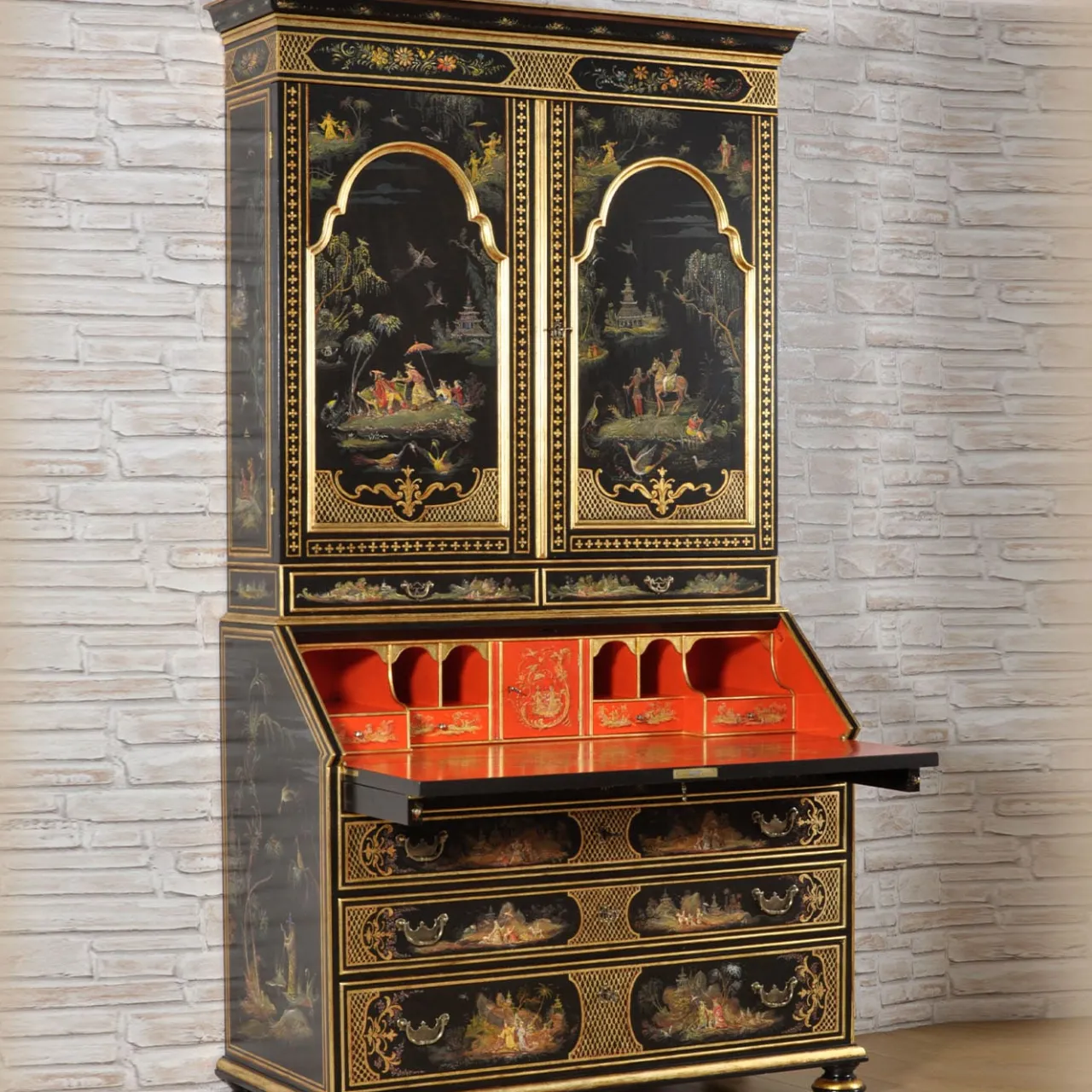 Vangelista 1960 Cabinets<Venezia '700 Chinoiserie Venetian-Style Black Secretaire