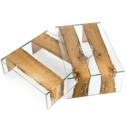 VGnewtrend Coffee Tables<Venezia Glass and Wood Rectangular Coffee Table