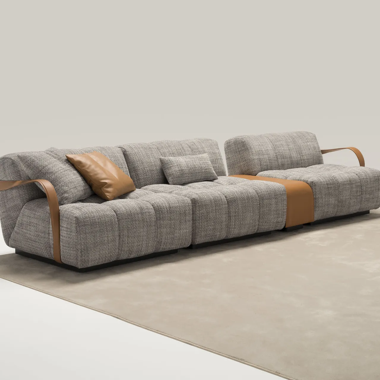 Ferri 1956 Sofas<Venice Gray Fabric With Brown Leather Details Sofa #2